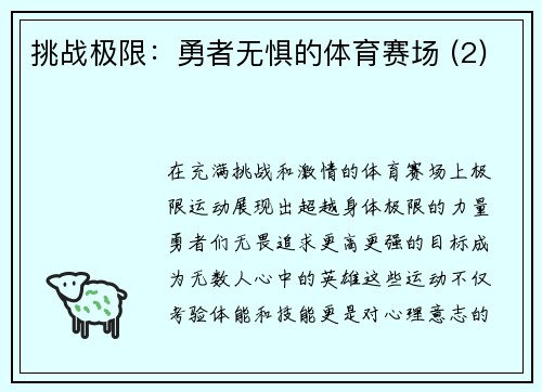 挑战极限：勇者无惧的体育赛场 (2)